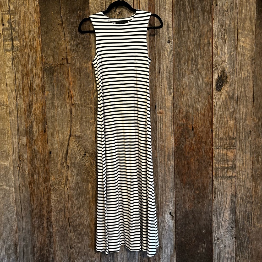 Hatch Maternity Striped Black and White Jersey Maxi Dress 0
